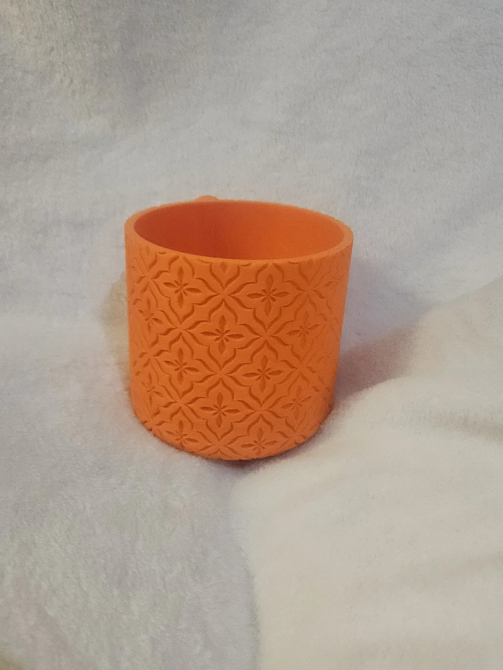 Orange Embossed Decorative Planter - 3d Printed